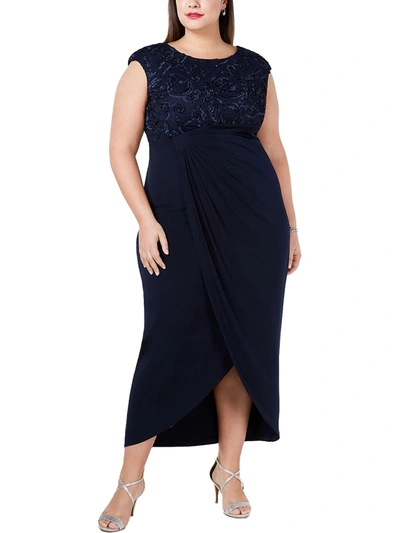 Connected Apparel Plus Womens Soutache Maxi Cocktail And Party Dress In Blue