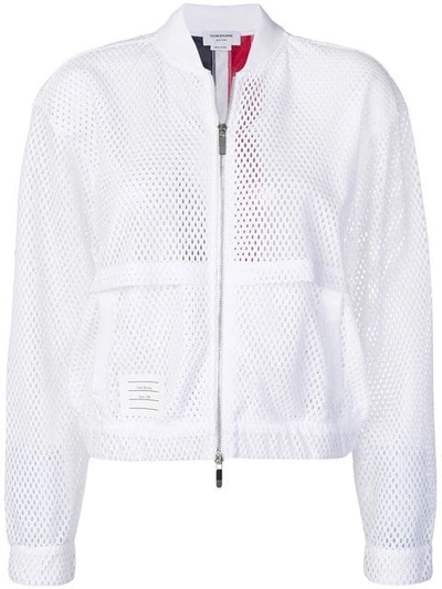 Thom Browne Tricolour Bomber Jacket In White