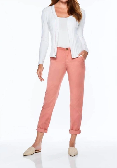 Ecru Mitchell Roll Cuff Chino In Salmon In Multi