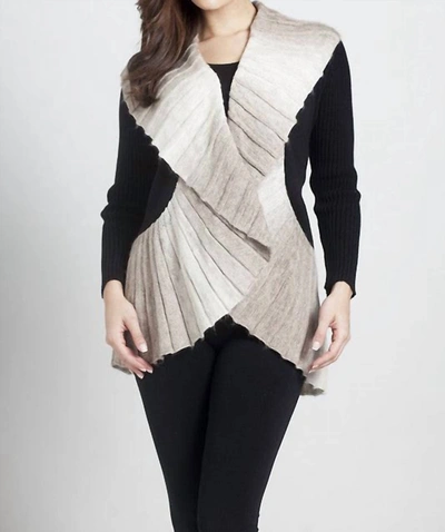 Angel Signature Wrap Sweater In Taupe/white In Multi