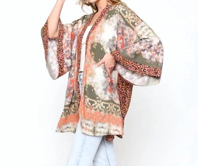 Aratta Abstract Animal Kimono In Warm Multi