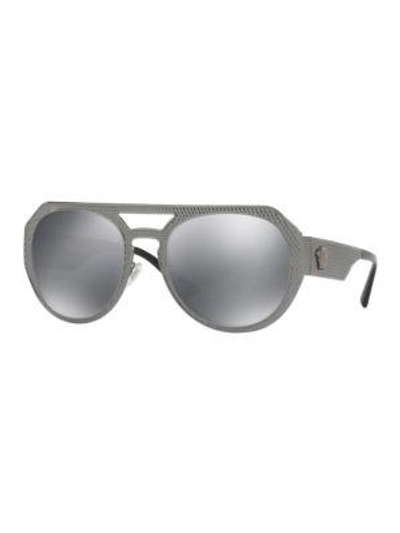 Versace 60mm Textured Aviator Sunglasses In Gunmetal