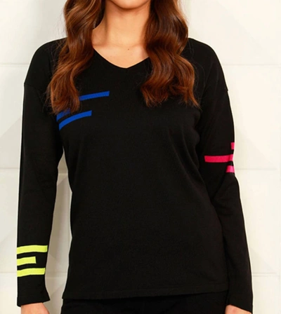 Angel Long Sleeve V-neck Top In Black Multi