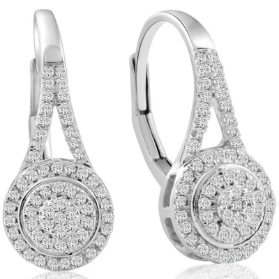Pompeii3 3/8ct Halo Diamond Hoops With Lever Backs In White Or Yellow Gold 18mm Tall In Multi