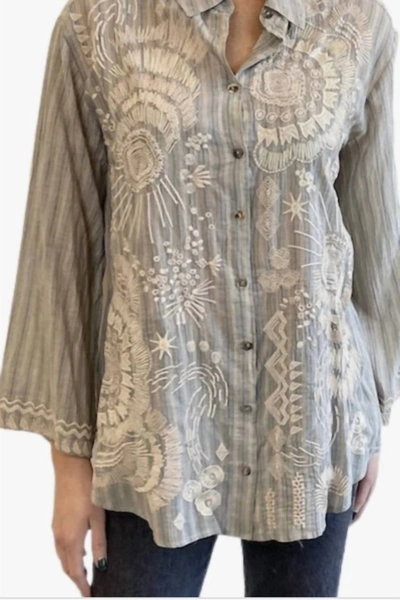 Johnny Was Antonia Kimono Oversized Shirt In Sti In Green