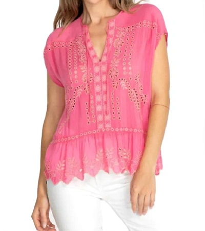Johnny Was Clemence Blouse In Bubble Gum In Multi