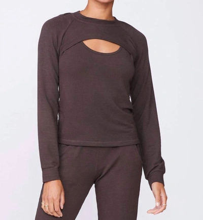 Monrow Women's Peekaboo Sweatshirt In Cocoa In Brown