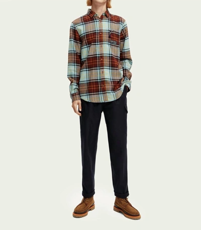 Scotch & Soda Checked Brushed Flannel Shirt In Multi