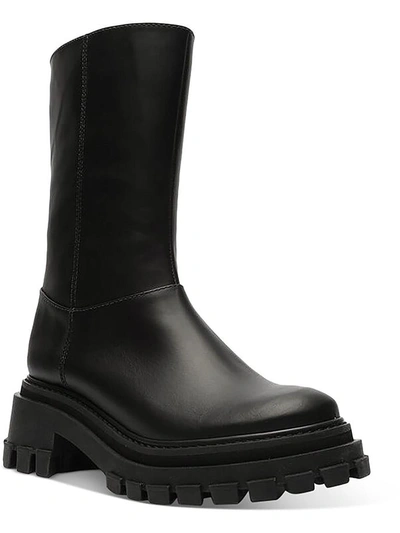 Schutz Juany Womens Leather Zipper Mid-calf Boots In Black