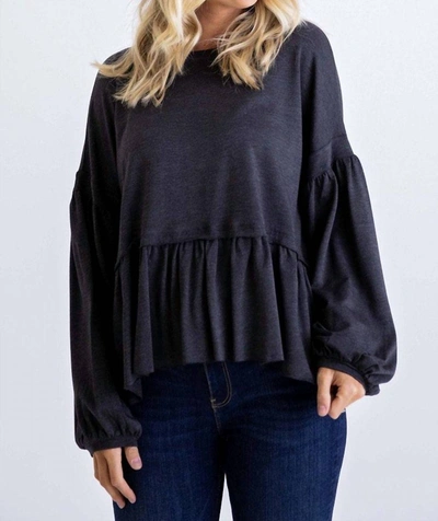 Karlie Knit Oversize Top In Charcoal In Pink