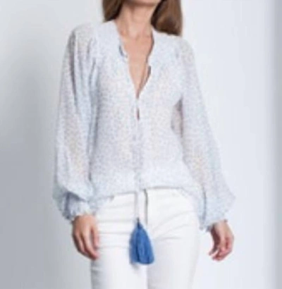 Karina Grimaldi Vintage Print Blouse In Slate Dot In Multi