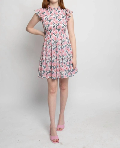 oliphant smocked flirty short dress Oliphant Smocked Flirty Mini Dress In Pink Lucia In Multi