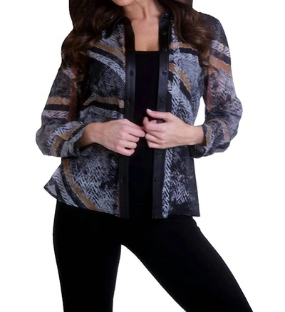 Angel Chiffon Blouse With Trim In Plaid In Multi