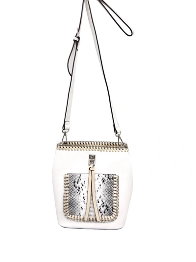 Sondra Roberts Bucket Tote With Snake Pocket In White