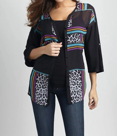 Angel Wild Hues Long Cardigan In Black Multi