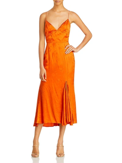 Sau Lee Womens V-neck Midi Slip Dress In Orange