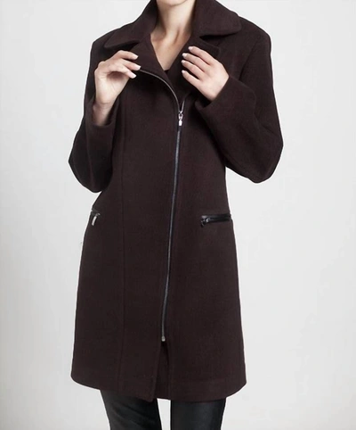 Angel Side-zip Car Coat In Brown