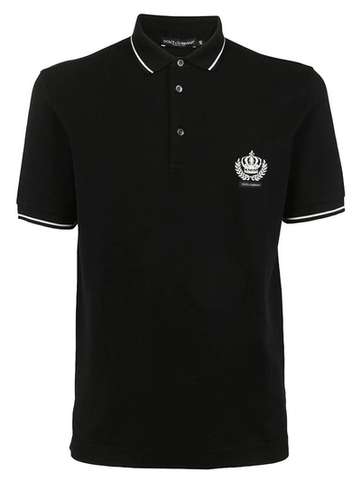 Dolce & Gabbana Embroidered Polo Shirt In Nero