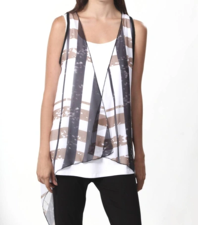 Angel Plaid Grid Waterfall Vest In Cream/taupe In Multi