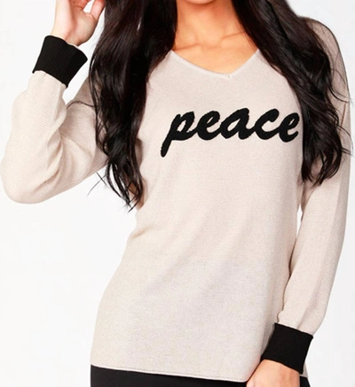 Angel Peace V-neck Top In Beige/black In Multi