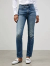 Lafayette 148 High Rise Straight Ankle Reeve Ital. Heritage Denim In Faded Skyline In Empire Indigo