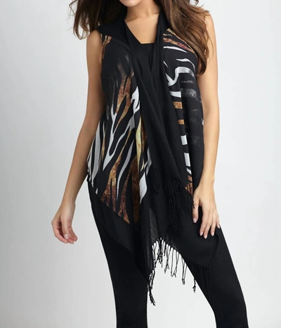 Angel Tiger Stripes Long Vest In Black Multi
