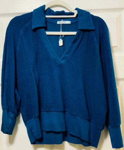 Stateside Johnny Sherpa Collar Sweatshir In Deep Sea Blue In Multi