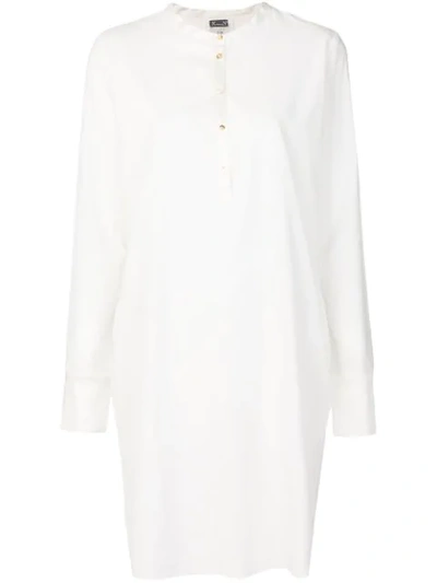Kristensen Du Nord Collarless Shirt Dress In White