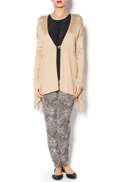 Kensie Drawstring Tie Cardi In Heather Toffee In Multi