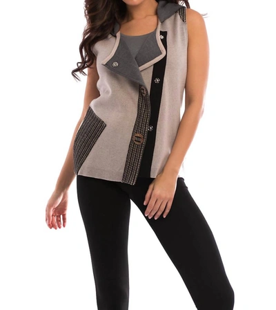 Angel Cross Stitch Hooded Vest In Stone/gray In Multi