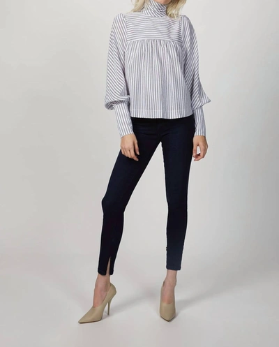Smythe High Neck A-line Blouse In White/black In Multi
