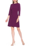 Alexia Admor Cristal 3/4 Sleeve Pleated A-line Dress In Plum