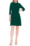 Alexia Admor Cristal 3/4 Sleeve Pleated A-line Dress In Emerald