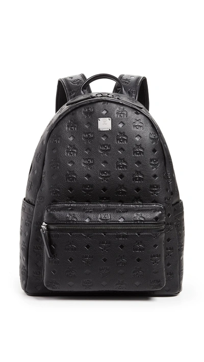 Mcm Ottomar Monogrammed Leather Medium Backpack In Black