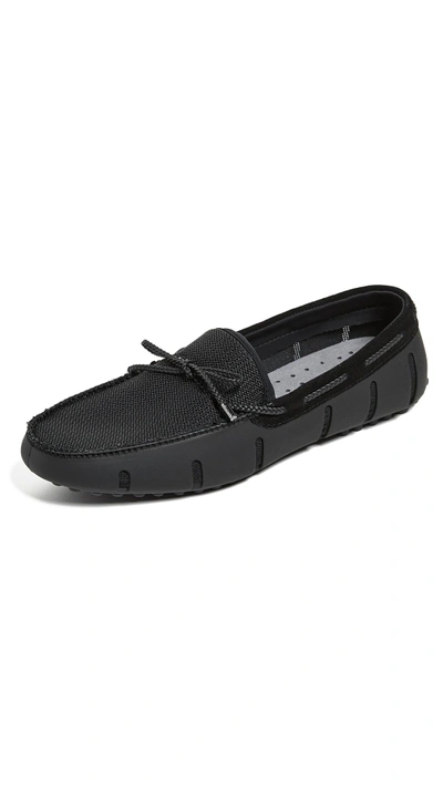 Swims Braided Lace Luxe Loafers In Black/graphite