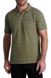 Karl Lagerfeld Textured Jacquard Cotton Polo In Olive