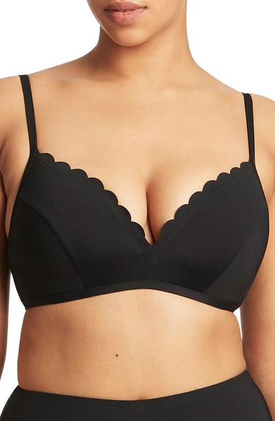 Sea Level Scalloped D- & Dd-cup Bikini Top In Black