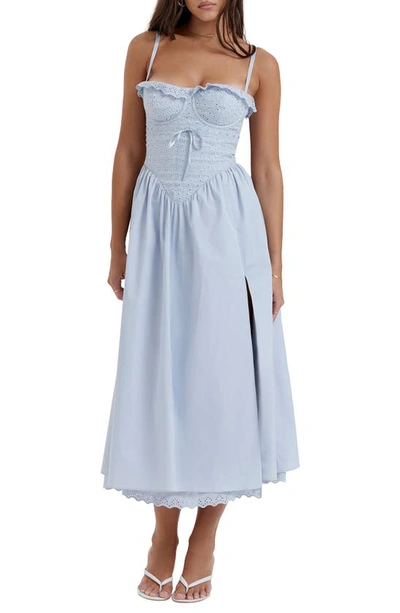 House Of Cb Jaime Corset Fit & Flare Dress In Soft Blue