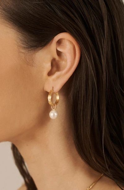 Monica Vinader Nura Freshwater Pearl Pendant Drop Earring In 18ct Gold Vermeil/ Silver