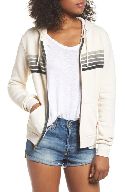 Aviator Nation 5-stripe Zip Hoodie In Vintage White/grey Stripe