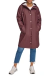 Levi's Water Resistant Hooded Long Rain Jacket In Decadent Chocolate