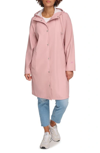 Levi's Water Resistant Hooded Long Rain Jacket In Rosebud