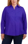 Foxcroft Taylor Long Sleeve Stretch Button-up Shirt In Blue Iris