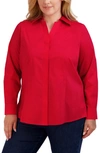 Foxcroft Taylor Long Sleeve Stretch Button-up Shirt In Simply Red