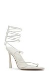 Aldo Melodic Pointed Toe Ankle Wrap Sandal In White