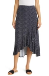 Loveappella Flounce Midi Skirt In Black/ Ivory