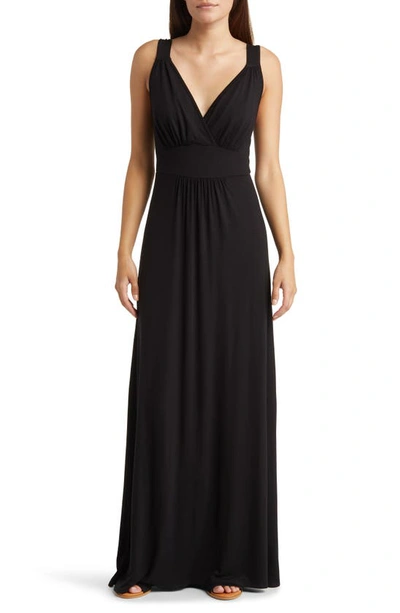 Loveappella Empire Waist Sleeveless Maxi Dress In Black