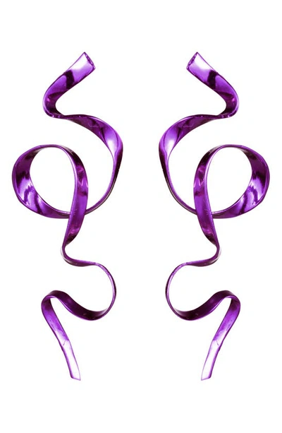 Sterling King Allegro Ribbon Drop Earrings In Violet