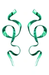 Sterling King Allegro Ribbon Drop Earrings In Emerald