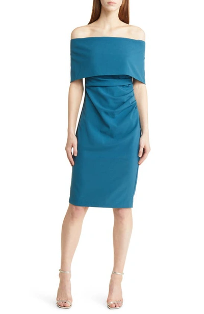 Vince Camuto Off-the-shoulder Sheath Dress In Blue